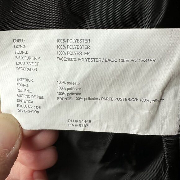 Women's Nautica Faux Fur Trim Hooded Mid-Length Black Puffer Jacket Size XL - Picture 14 of 14